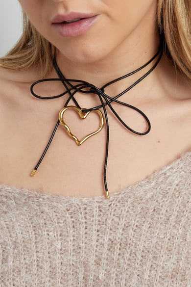 Catena in corda cuore grande - Colore oro h5 Immagine2